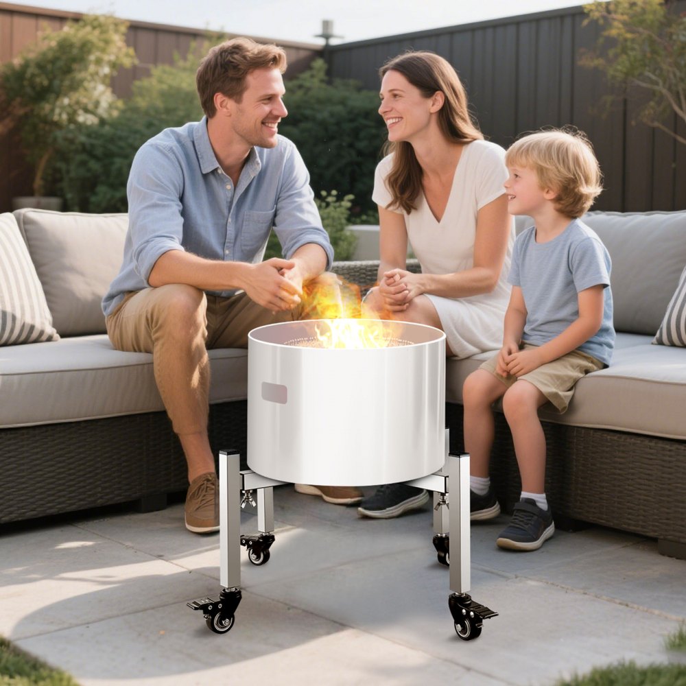 VEVOR Fire Pit Stand, 38-68.6 cm Adjustable Stretch with 4 Casters, Firepit Stand for Solo Stove Bonfire Ranger Yukon & Other Outside Firepit, Stainless Steel Camping Fire Pit Accessory for Fireplace
