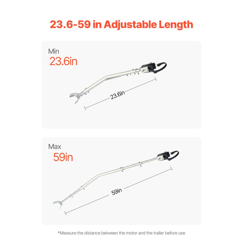 VEVOR Protezione per Poppa Regolabile da 600-1498,6 mm Kit Attrezzatura Protezione per Poppa per Barche, Resistente alla Corrosione, per Motori Fuoribordo Sotto 150 CV Adatta a Scooter e Rimorchi