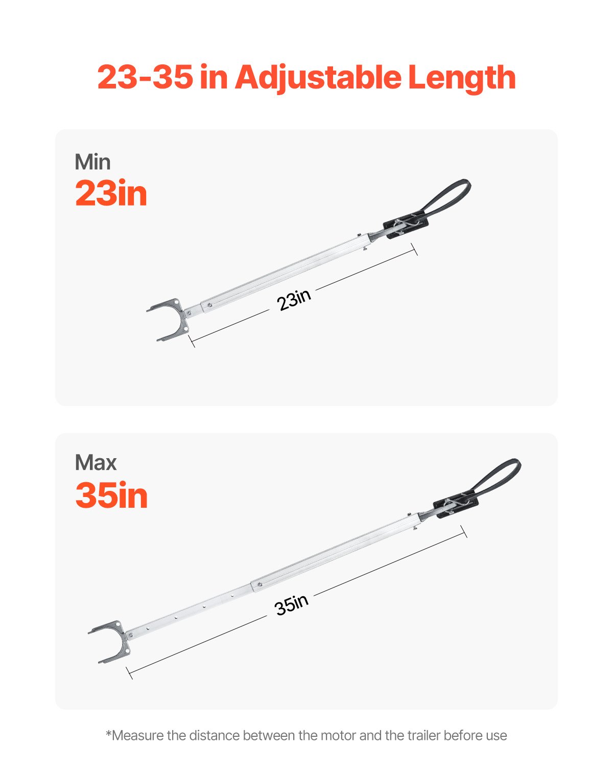 VEVOR Protezione per Poppa Regolabile da 584,2 a 889 mm Kit di Attrezzatura Protezione per Poppa per Barche Resistente alla Corrosione, per Motori Fuoribordo Sotto 100 CV Adatta a Scooter e Rimorchi
