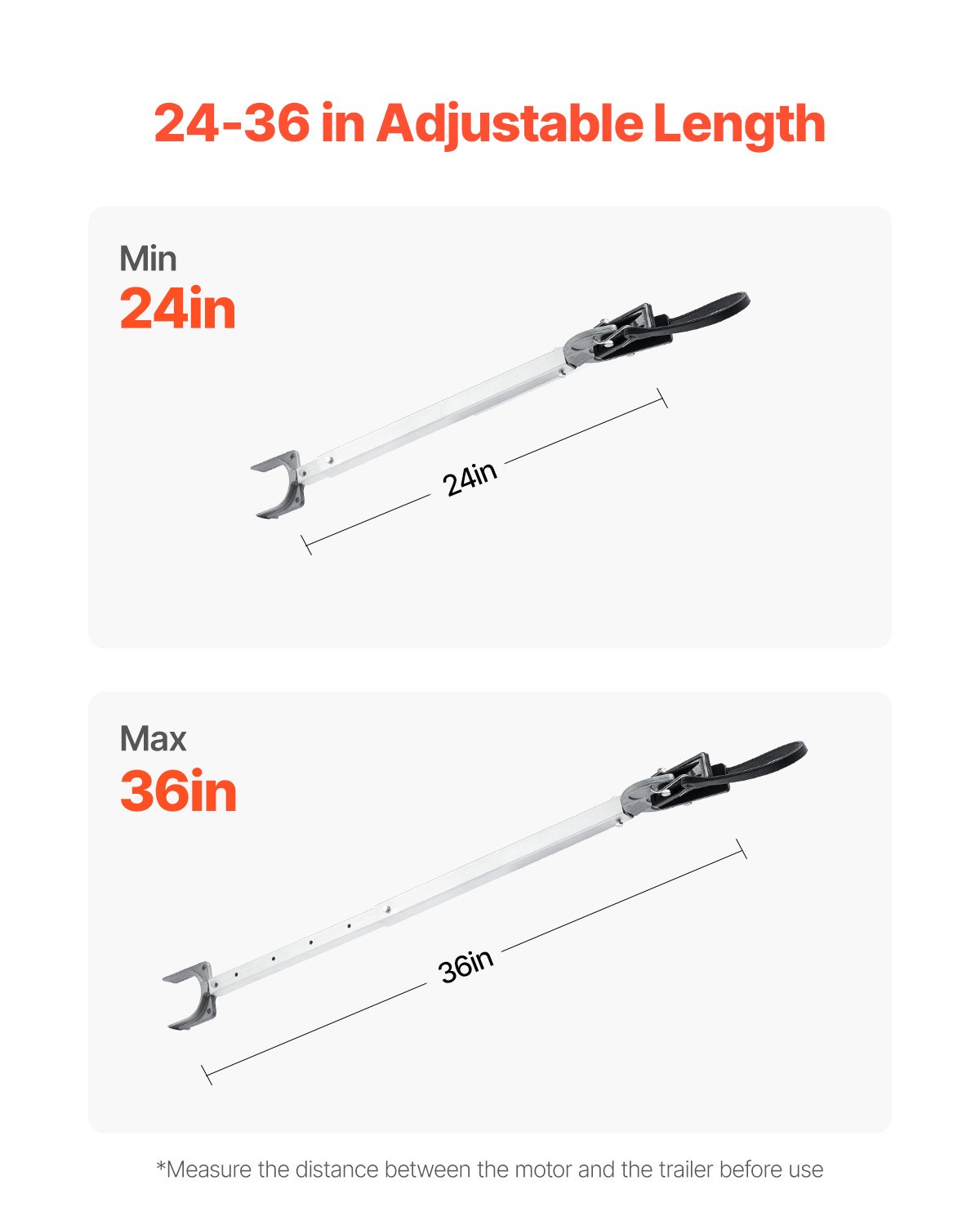 VEVOR Salva Poppa da 609,6 a 914,4 mm Kit di Utensili Salva Poppa per Barche Regolabile, Resistente alla Corrosione, Facile da Installare per Motori Fuoribordo Sotto 100 CV per Scooter e Rimorchi