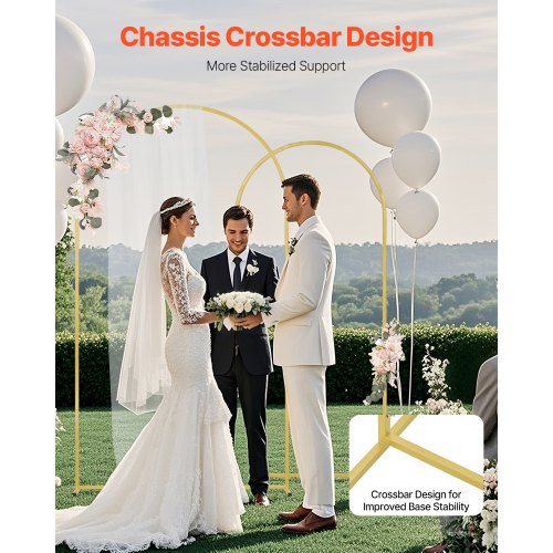 PlusFive Arco Per Matrimonio In Metallo Oro - 2,5m Diametro Con Base Per Decorazioni Fai Da Te