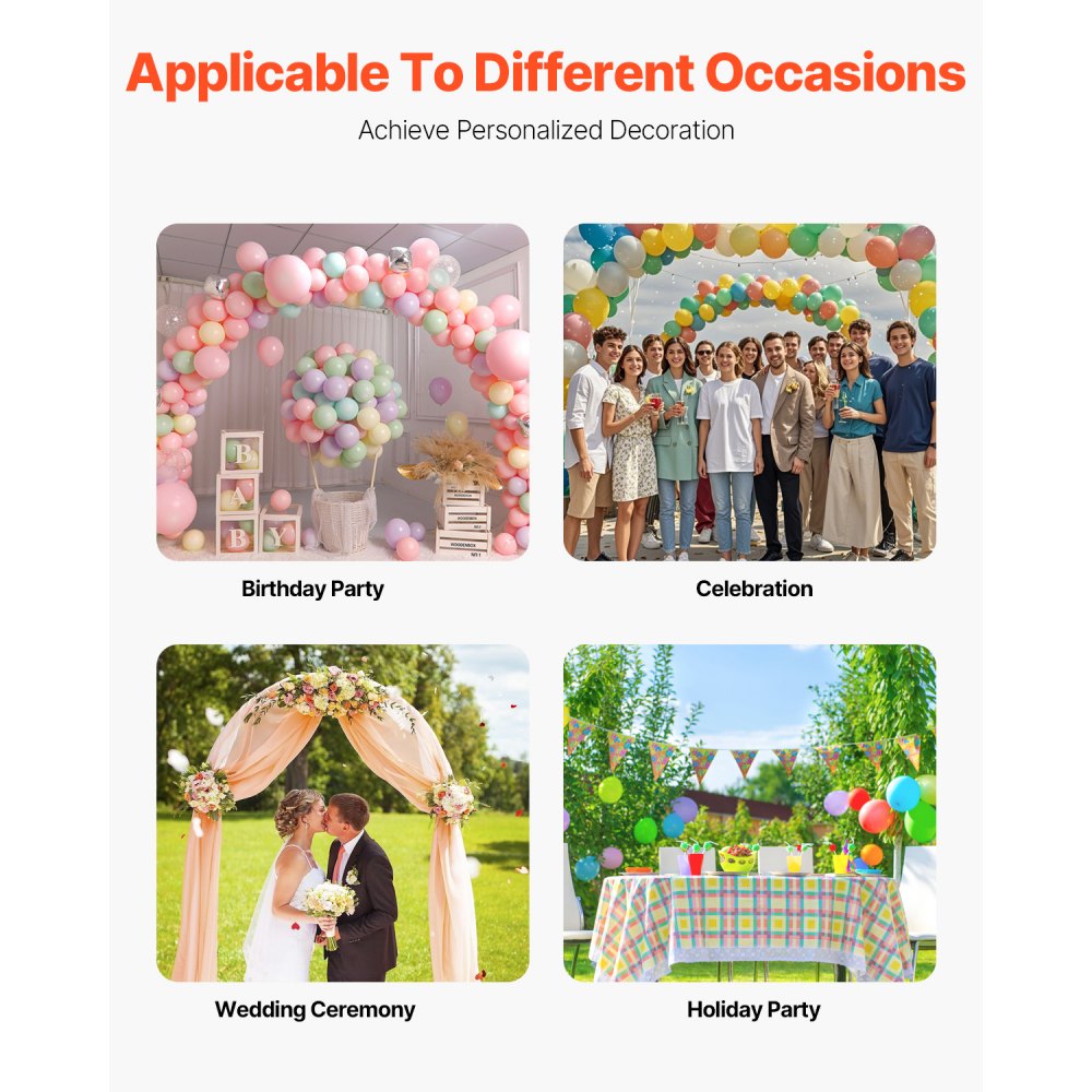 VEVOR Wedding Arch, Set of 3, Wedding Arch with Housing Connection and Chassis Crossbar Design, Easy-to-Assemble Gold Stand with Fabric Cover, Suitable for Birthdays, Celebrations, Holidays