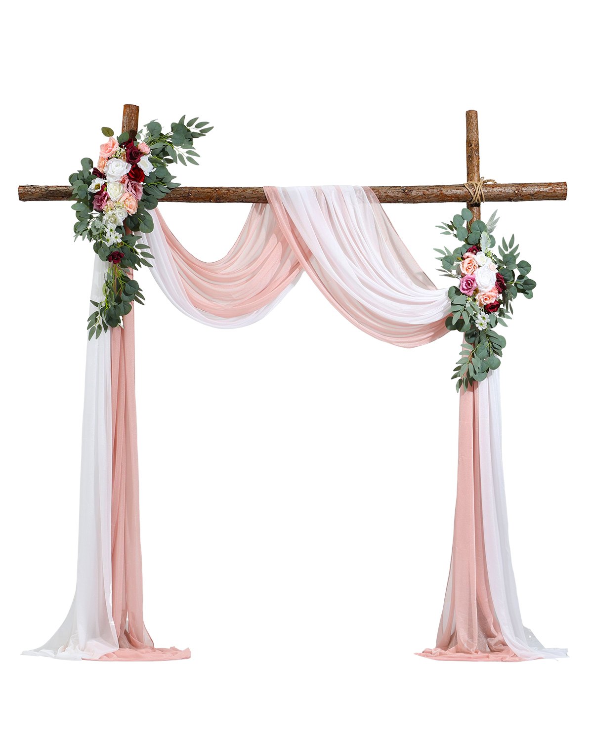 VEVOR Kit di Fiori Artificiali per Arco Nuziale, Fiori Rosa per Arco Nuziale con Kit di Tende, 2 Pezzi Composizione Floreale, 2 Pezzo Tende Trasparenti, per Bouquet Cerimonia Sfondo Ricevimento
