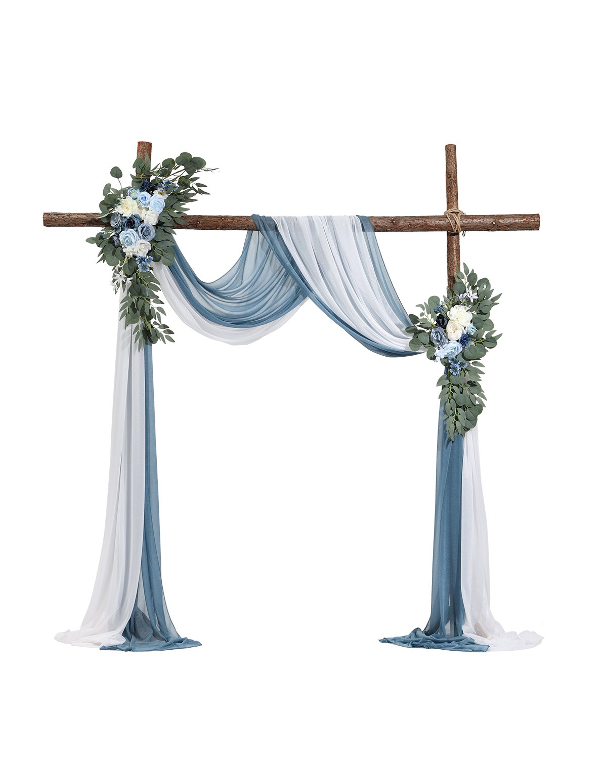 VEVOR Artificial Flower Set for Wedding Arch, Blue Flowers for Wedding Arch with Curtains (Set of 4) – 2 Flower Arrangements, 2 Sheer Curtains, for Ceremony Bouquets, Reception Backdrop Decoration
