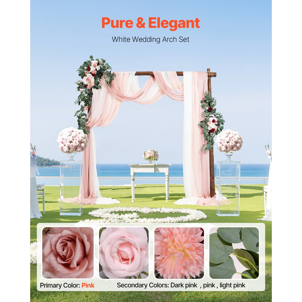 VEVOR Kit di Fiori Artificiali per Arco Nuziale, Fiori Rosa per Arco Nuziale con Kit di Tende, 2 Pezzi Composizione Floreale, 3 Pezzo Tende Trasparenti, per Bouquet Cerimonia Sfondo Ricevimento