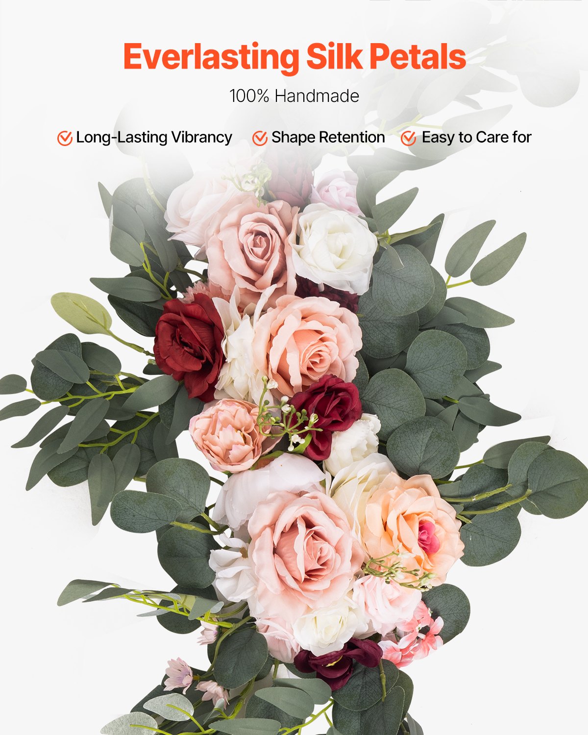 VEVOR Kit di Fiori Artificiali per Arco Nuziale, Fiori Rosa per Arco Nuziale con Kit di Tende, 2 Pezzi Composizione Floreale, 3 Pezzo Tende Trasparenti, per Bouquet Cerimonia Sfondo Ricevimento