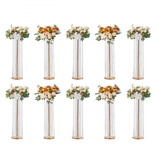 VEVOR Portafiori a Colonna 10 Pz per Matrimonio Vaso Fiori in Metallo con Decorazione di Cristallo, Centrotavola per Matrimonio Altezza circa 90 cm, Espositore Fiori per Eventi Nozze Decorazione Feste