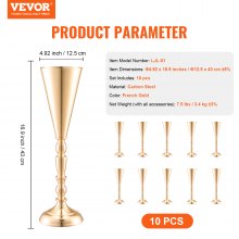 VEVOR Vaso per Fiori da Matrimonio in Metallo 43 cm per Decorazione 10 Pezzi