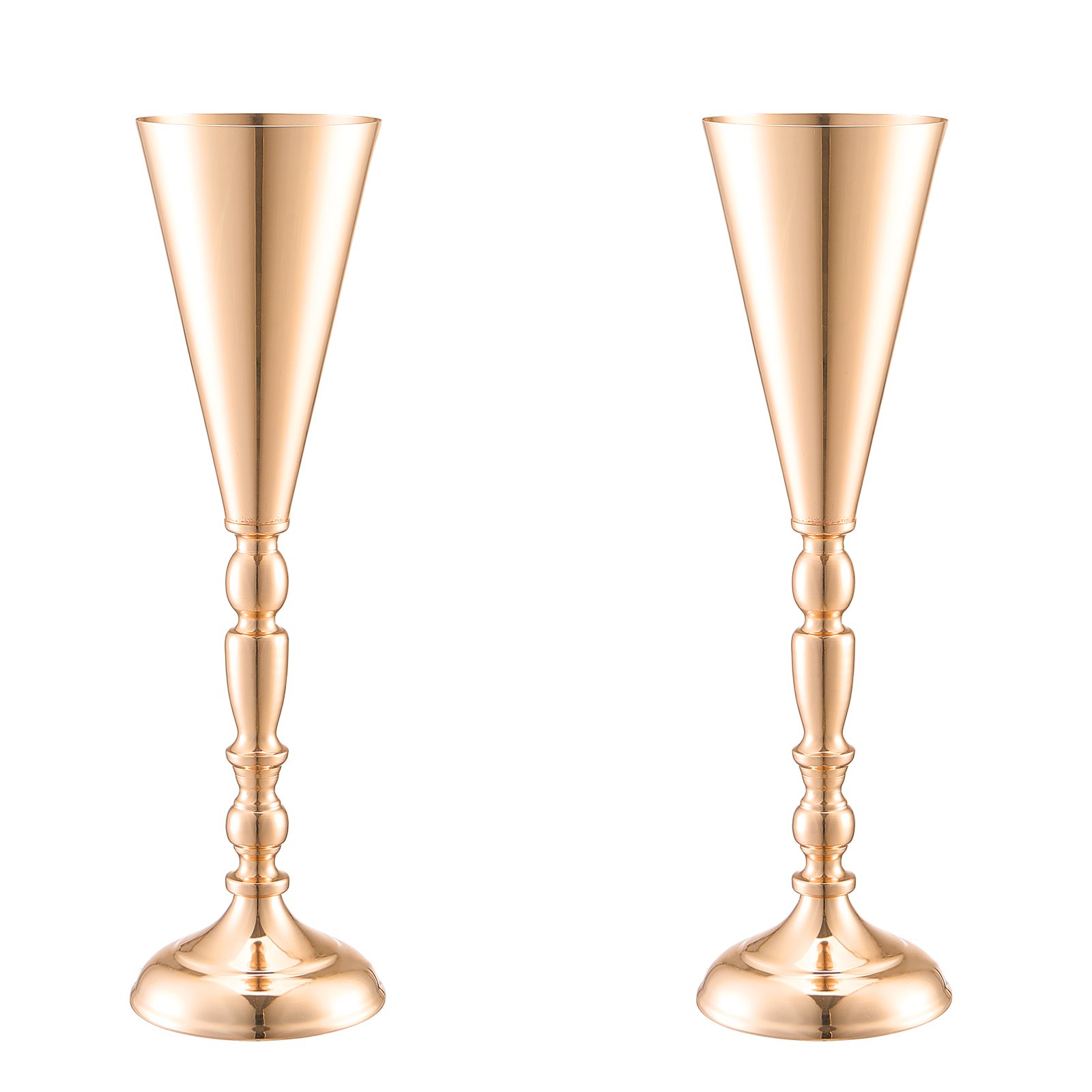 VEVOR 10-piece set of 43 cm tall flower vases for weddings, metal trumpet centerpiece, golden flower stand for tables at wedding receptions, parties, anniversaries, ceremonies, birthdays, event decoration