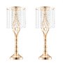 VEVOR Supporto per Fiori da Matrimonio in Cristallo, Alto 55 cm Centrotavola in Metallo per Matrimonio 2 Pezzi, Portafiori Dorati, Espositore Floreale per Tavoli, Cene di Nozze, Cerimonia, Compleanno