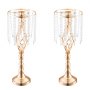 VEVOR Supporto per Fiori da Matrimonio in Cristallo, Alto 55 cm Centrotavola in Metallo per Matrimonio 2 Pezzi, Portafiori Dorati, Espositore Floreale per Tavoli, Cene di Nozze, Cerimonia, Compleanno