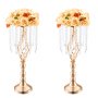 VEVOR Supporto per Fiori da Matrimonio in Cristallo, Alto 55 cm Centrotavola in Metallo per Matrimonio 2 Pezzi, Portafiori Dorati, Espositore Floreale per Tavoli, Cene di Nozze, Cerimonia, Compleanno
