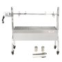 VEVOR Girarrosto Spiedo BBQ 50W in Acciaio Inox Manuale/Elettrico Capienza Max. 41 kg Altezza Regolabile 19-43,2 cm con Ruote, Kit di Girarrosto Spiedo per BBQ Festa Evento Esterno Lunghezza 117 cm