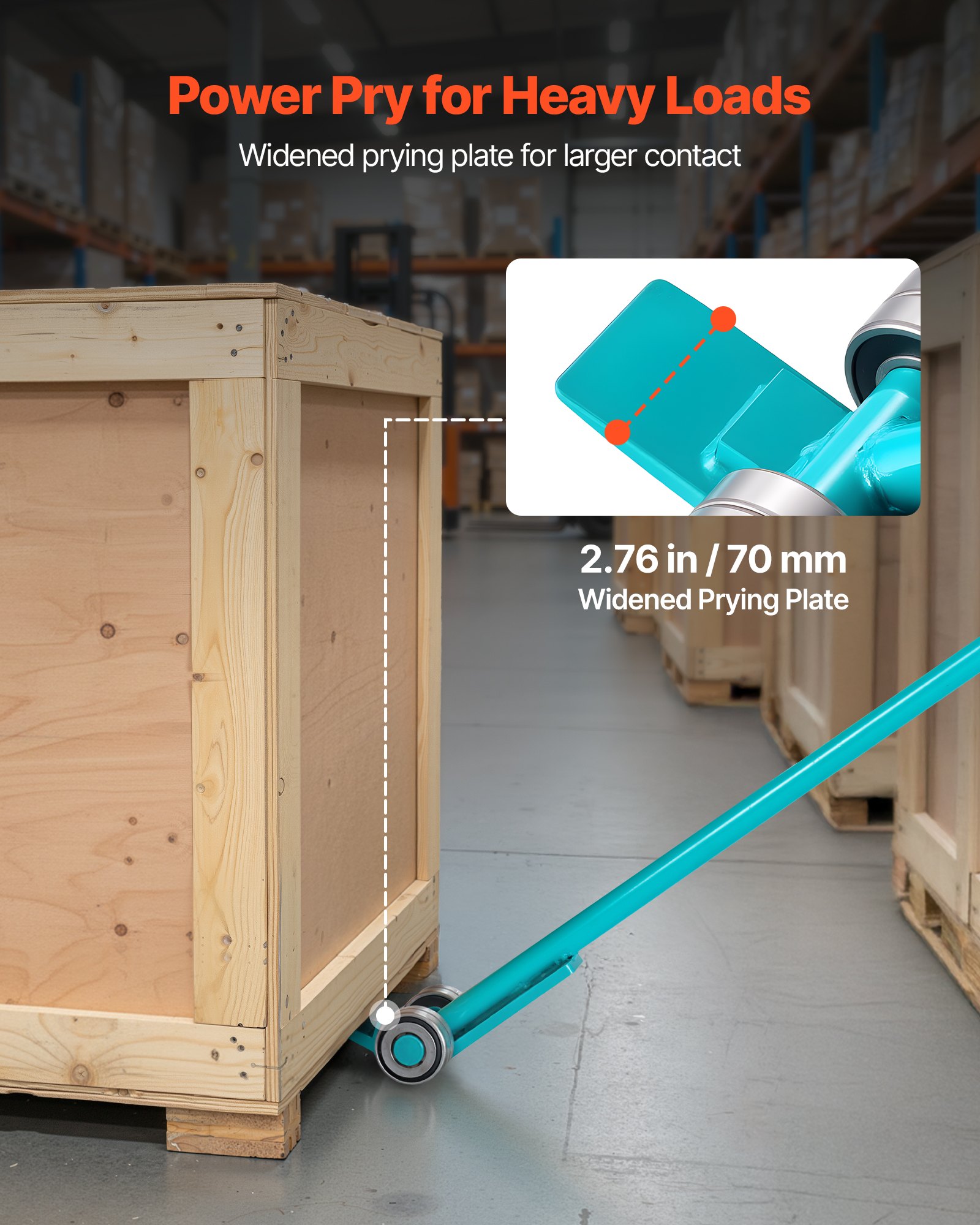 VEVOR Barra a Leva Estrattore di Chiodi Capacità di Carico di 4 T, in Acciaio al Carbonio da 1,4 m, con Ruote per Pallet di Grandi Dimensioni, Oggetti Pesanti, Movimentazione di Attrezzature Pesanti