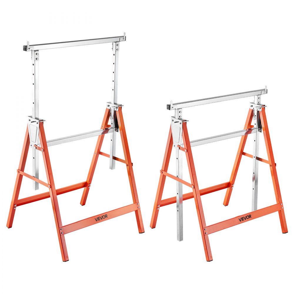 VEVOR Cavalletto Taglialegna Pieghevole Capacità di Carico 199,6 kg, Supporto Cavalletto Pieghevole Portatile Set da 2 pezzi Altezza Regolabile per Carpenteria Falegname, Supporto Banco da Lavoro