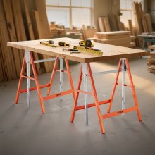 VEVOR Cavalletto Taglialegna Pieghevole Capacità di Carico 199,6 kg, Supporto Cavalletto Pieghevole Portatile Set da 2 pezzi Altezza Regolabile per Carpenteria Falegname, Supporto Banco da Lavoro