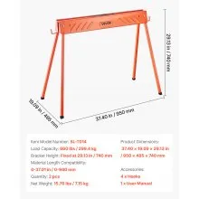 VEVOR Cavalletto Taglialegna Pieghevole Capacità di Carico 299,4 kg, Supporto Cavalletto Pieghevole Portatile Set da 2 pezzi Cuscini Antiscivolo per Carpenteria Falegname, Supporto Banco da Lavoro