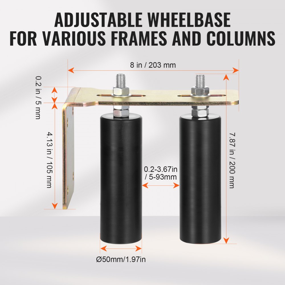 VEVOR Kit per Cancello Scorrevole, Kit Ferramenta per Cancello Scorrevole, Rulli per Cancello Regolabili Universali, Rullo Guida Cancello Scorrevole e Porta Resistente con Staffa a L, Diametro 50 mm