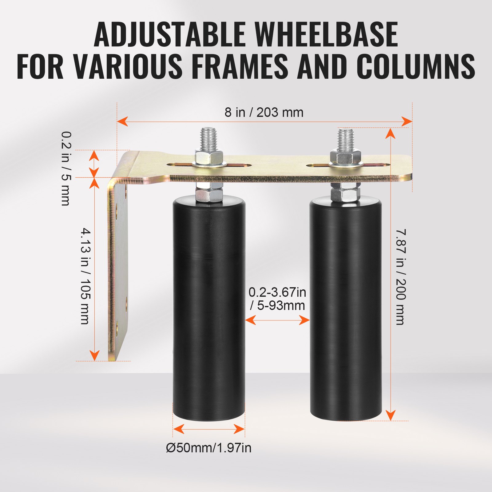 VEVOR Kit per Cancello Scorrevole, Kit Ferramenta per Cancello Scorrevole, Rulli per Cancello Regolabili Universali, Rullo Guida Cancello Scorrevole e Porta Resistente con Staffa a L, Diametro 50 mm