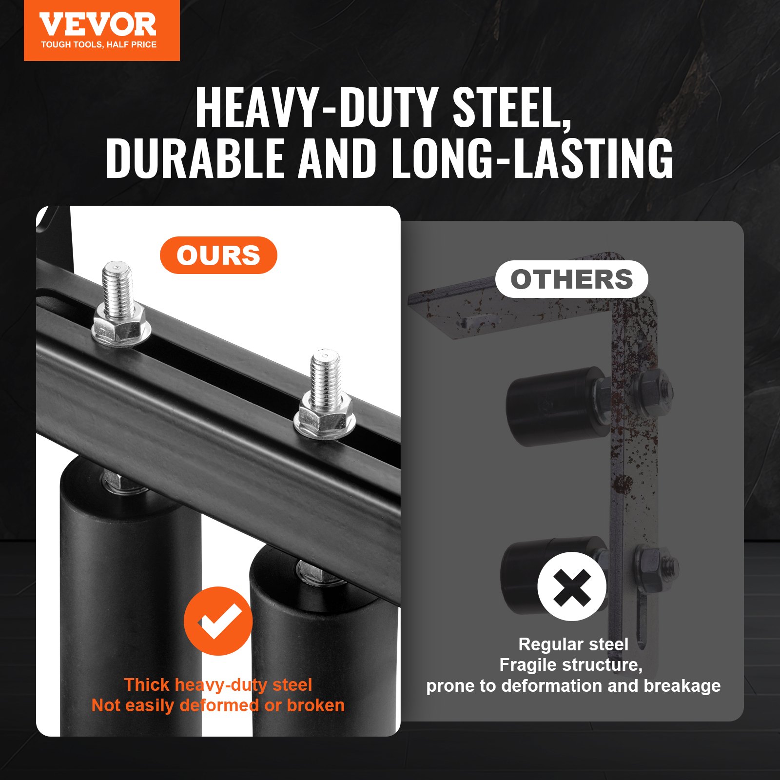 VEVOR Kit per Cancello Scorrevole, Kit Ferramenta per Cancello Scorrevole, Rulli Cancello Regolabili Universali, Rullo Guida per Cancello Scorrevole e Porta Resistente con Staffa a T, Diametro 60 mm