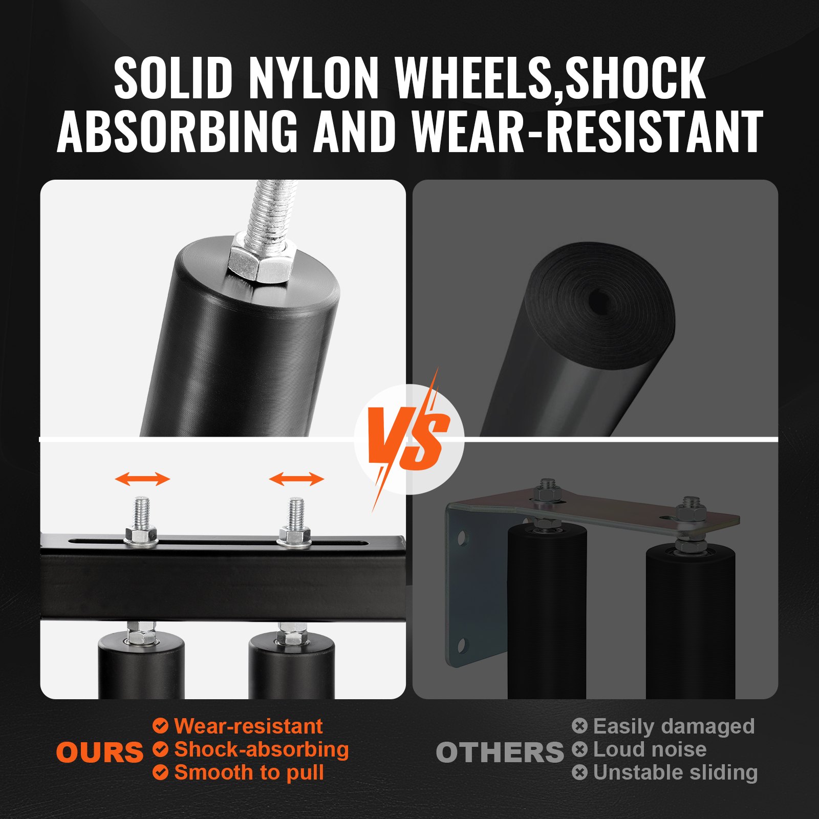 VEVOR Kit per Cancello Scorrevole, Kit Ferramenta per Cancello Scorrevole, Rulli Cancello Regolabili Universali, Rullo Guida per Cancello Scorrevole e Porta Resistente con Staffa a T, Diametro 60 mm