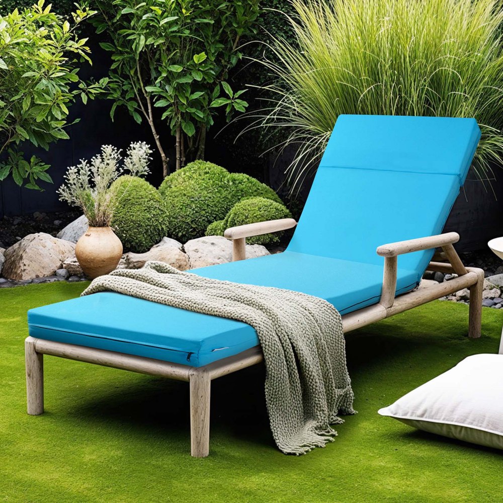 VEVOR Set di 2 Cuscino per Chaise Longue, 182,9 x 53,3 x 7,6 cm, Impermeabili Resistenti allo Sbiadimento, per Sdraio con Lacci, Spessi Cuscini per Sdraio da Giardino per Piscina, Verde Acqua