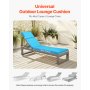 VEVOR Set di 2 Cuscino per Chaise Longue, 182,9 x 53,3 x 7,6 cm, Impermeabili Resistenti allo Sbiadimento, per Sdraio con Lacci, Spessi Cuscini per Sdraio da Giardino per Piscina, Verde Acqua