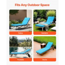 VEVOR Set di 2 Cuscino per Chaise Longue, 182,9 x 53,3 x 7,6 cm, Impermeabili Resistenti allo Sbiadimento, per Sdraio con Lacci, Spessi Cuscini per Sdraio da Giardino per Piscina, Verde Acqua