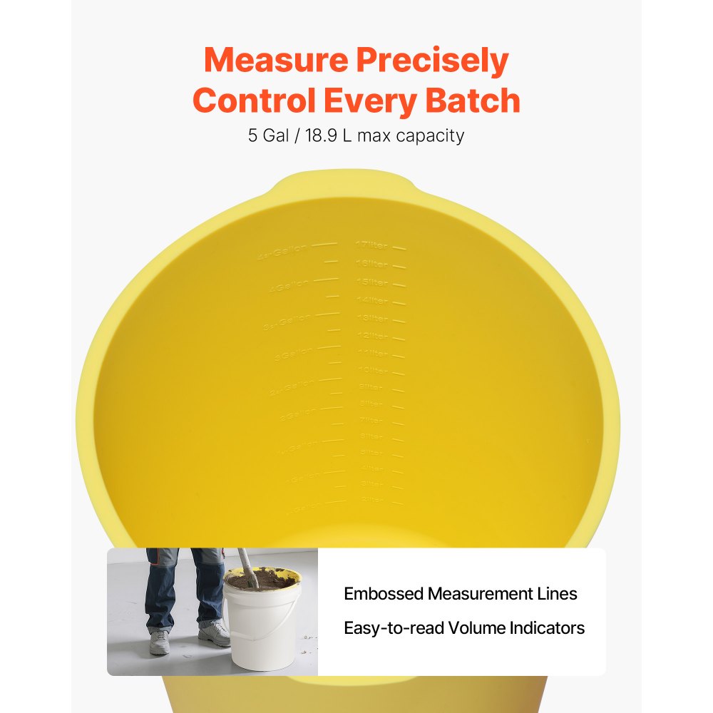 VEVOR Rivestimento per Secchio per Miscelazione Calcestruzzo, 18,9L, Rivestimento Riutilizzabile in Silicone per Miscele di Vernice, Resina Epossidica, Malta, Malta Sottile, 2 pezzi