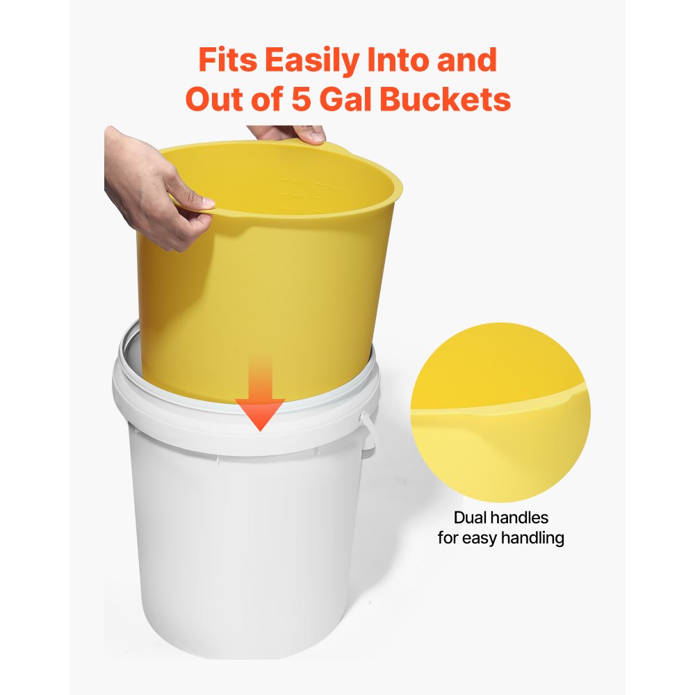 VEVOR 2 Pcs 18.9L Bucket Liner for Concrete Mix, Reusable Silicone Mortar Bucket Liner for Thinset Paint Concrete Epoxy Mixing, Heavy-duty Grout Mixer Insert with Measurements, Blue & Yellow