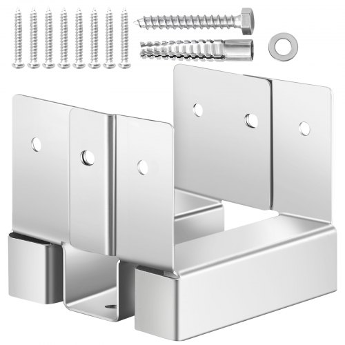 VEVOR Base per Pali 96 x 90,5 mm Dimensioni Interne 89,6 x 90,5 mm Ancoraggio per Pali in Cemento in Acciaio al Carbonio Zincato per Impieghi Gravosi con Elevazione di 25,4 mm per Pergole in Cemento