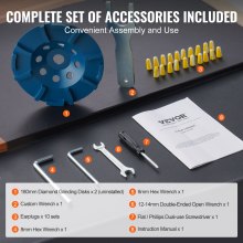 VEVOR Smerigliatrice Elettrica per Pavimenti in Cemento 180 mm Lucidatrice per Pavimenti in Cemento 1500W 1400 Giri/min Motore Senza Spazzole, Smerigliatrice per Superfici per Granito/Marmo/Pietre