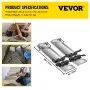 VEVOR Concrete Knee Boards, 75 x 20 cm, Concrete Sliders, Stainless Steel, Concrete Gliders, Pair of Movable Gliders, with Concrete Board Straps for Cement and Concrete Work