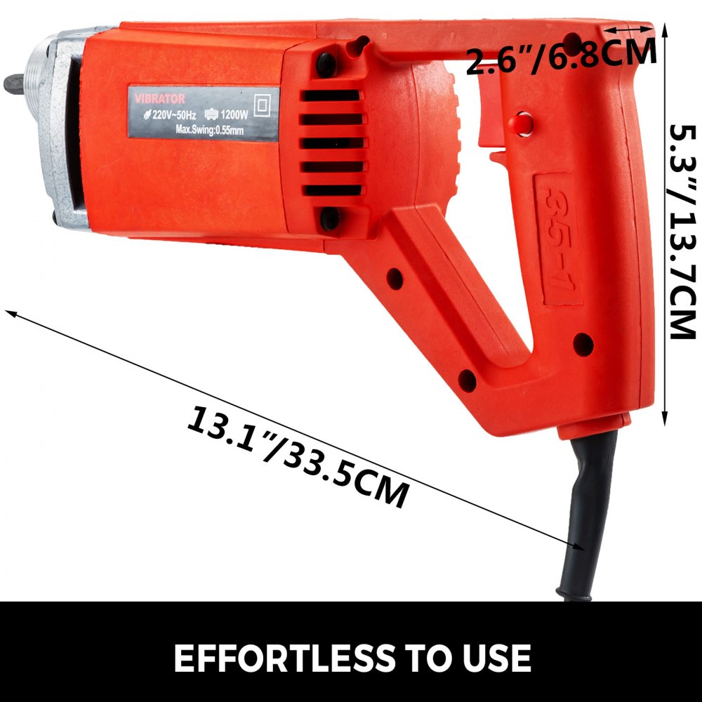 1200w Handheld Vibratore Per Calcestruzzo Cemento Vibrante Elettrico ø35mm 2m