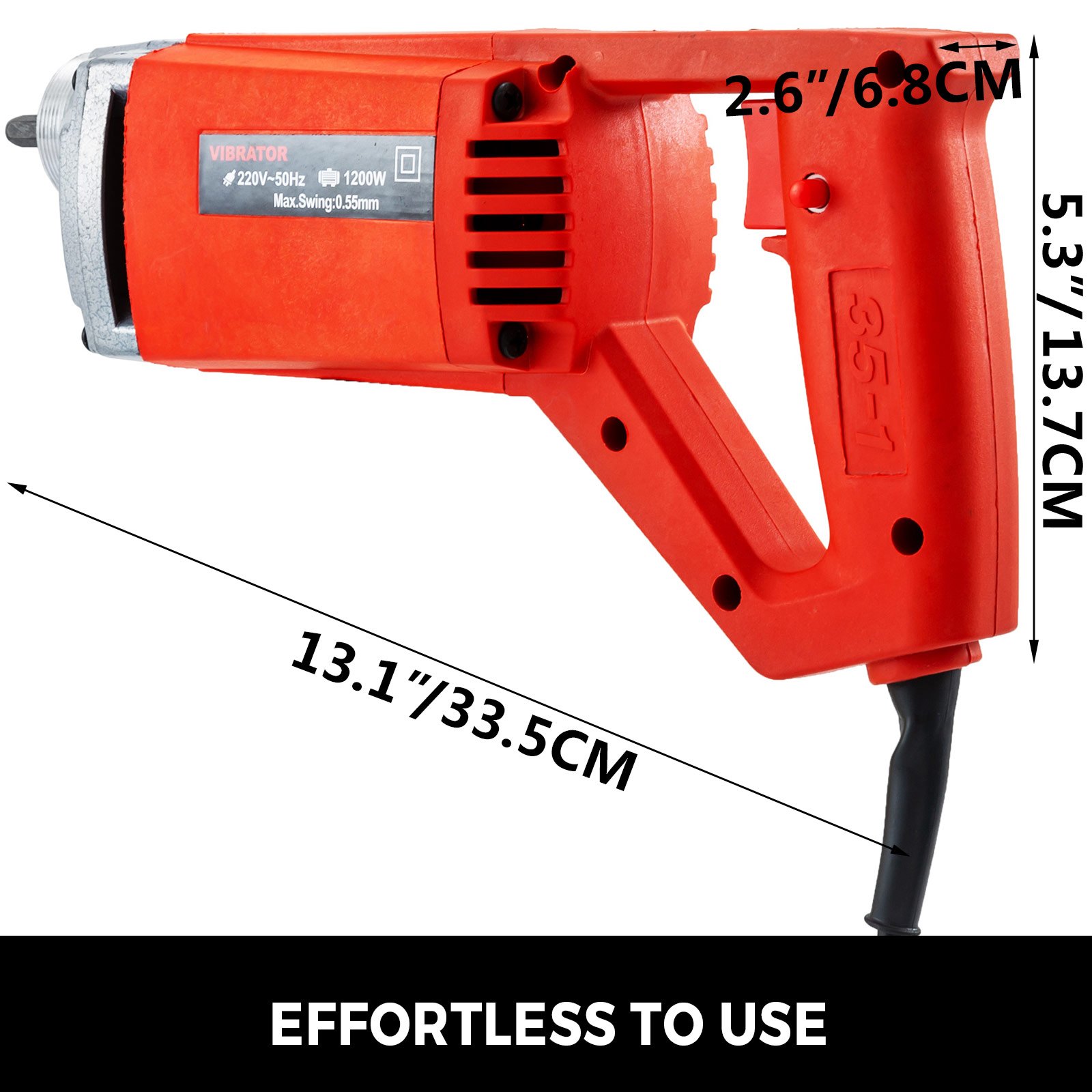 1200w Handheld Vibratore Per Calcestruzzo Cemento Vibrante Elettrico ø35mm 2m