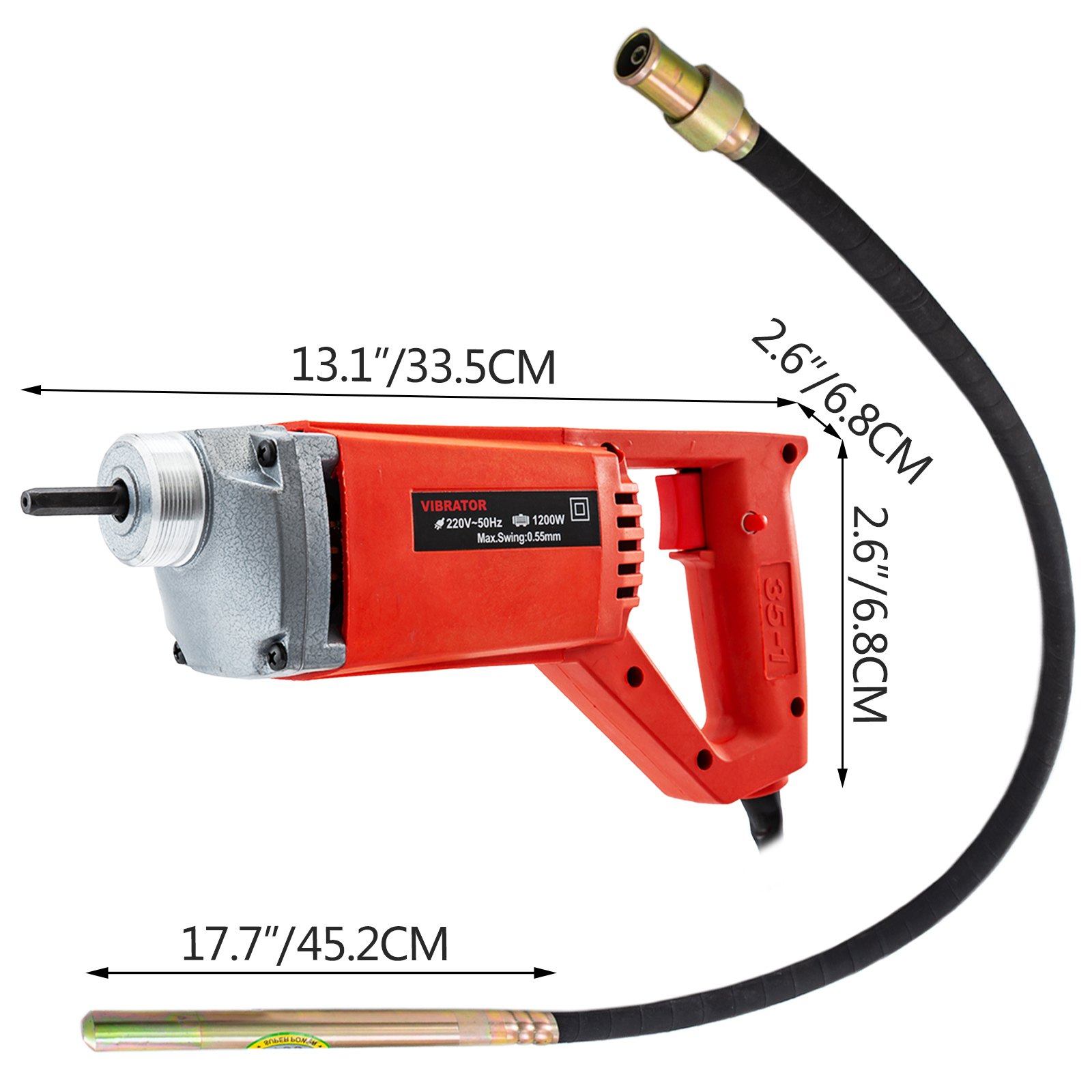 1200w Handheld Vibratore Per Calcestruzzo Cemento Vibrante Elettrico ø35mm 2m