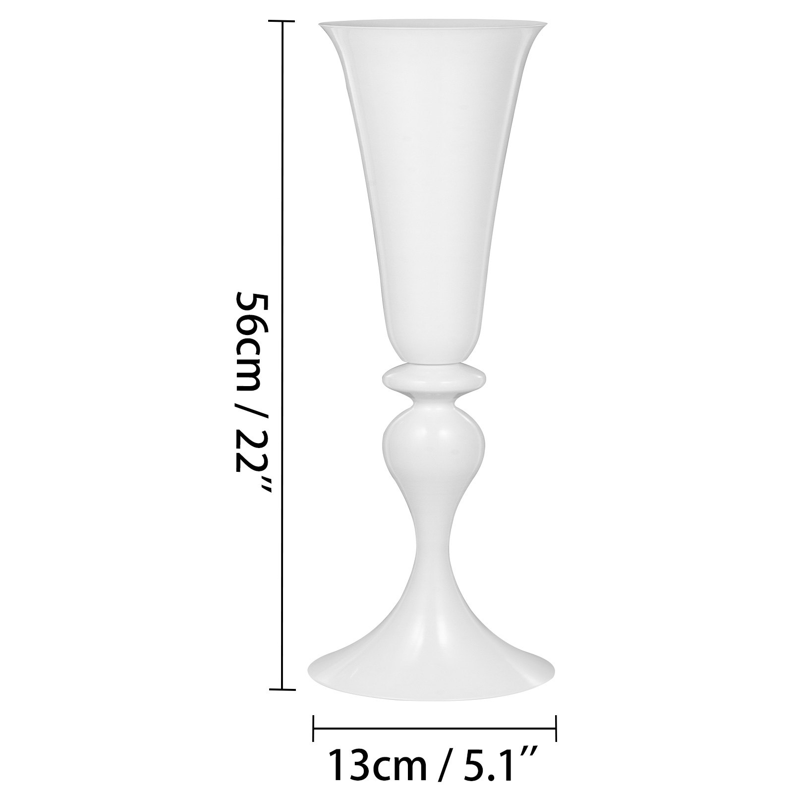 Vaso Da Tromba Centrotavola Metallo Bianco Altezza 56,8cm Matrimonio Festa 11pcs