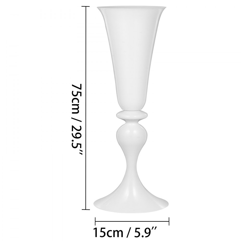 Vaso Alto Bianco In Forma Di Tromba φ15cm* 75cm Per Matrimonio Decorazione 11pcs