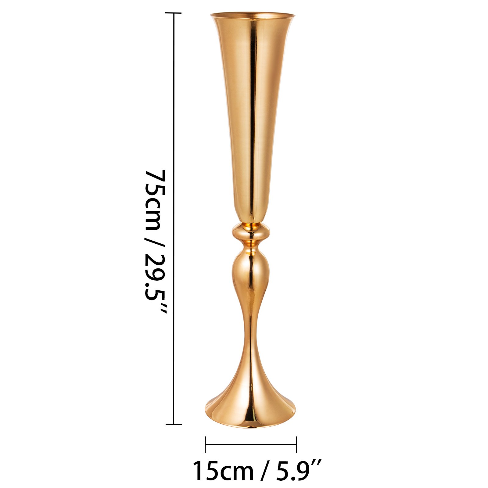 Vaso Alto Oro In Forma Di Tromba φ15cm* 75cm Per Matrimonio Decorazione 11pcs