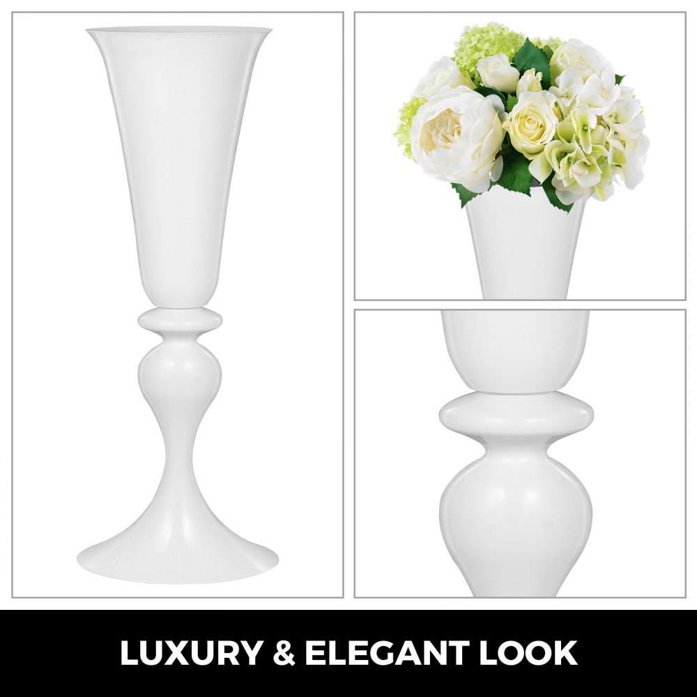 Vaso Da Tromba Centrotavola Metallo Bianco Altezza 75 Cm Matrimonio Festa 3pcs