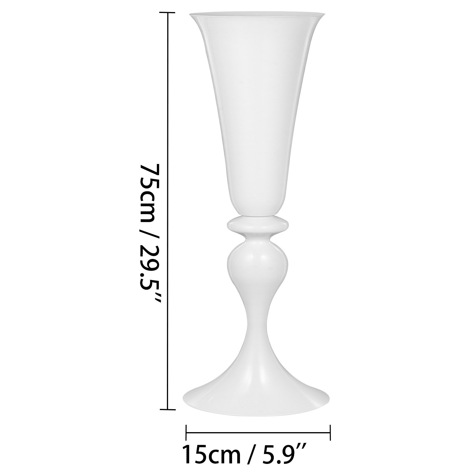 Vaso Da Tromba Centrotavola Metallo Bianco Altezza 75 Cm Matrimonio Festa 3pcs