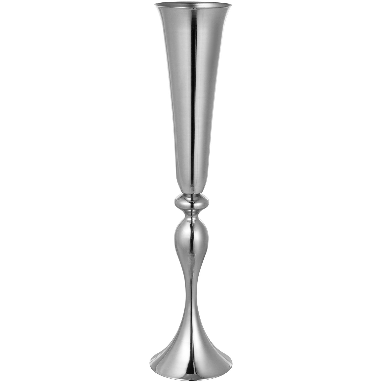 VEVOR 3 Pezzi Vaso da Tromba Altezza 75cm Centrotavola in Metallo per Matrimonio Compleanno Festa Vaso da Tromba da Tavolo in Metallo per Matrimonio Colore Argento
