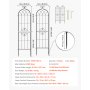 VEVOR Traliccio da Giardinaggio 152x40,5 cm, Set da 4 Grigliati a Incastro per Fiori e Rose con Finitura Verniciata a Polvere e Design Decorativo, Graticci di Sostegno per Rampicanti, Ortaggi, Rose