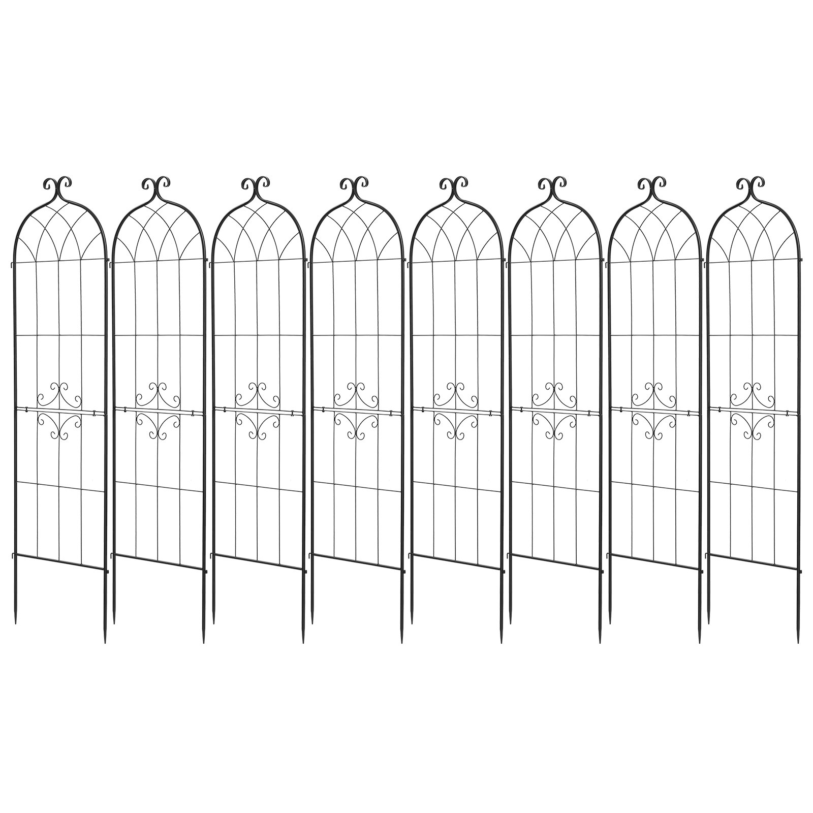 VEVOR Set 8 pz Traliccio da Giardinaggio 180x52,5 cm, Grata Divisoria Decorativa Metallica Verniciato a Polvere con Funzione ad Incastro, Struttura di Sostegno per Edere Ortaggi Rose Recinzione Aiuole
