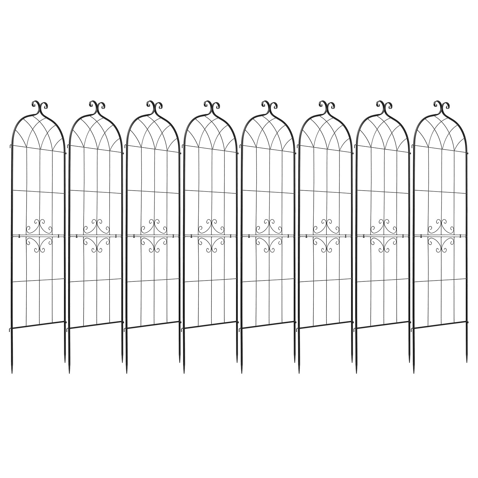 VEVOR Set 8 pz Traliccio da Giardinaggio 180x52,5 cm, Grata Divisoria Decorativa Metallica Verniciato a Polvere con Funzione ad Incastro, Struttura di Sostegno per Edere Ortaggi Rose Recinzione Aiuole