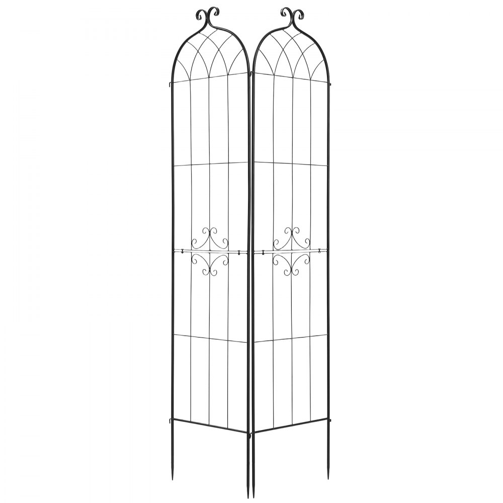 VEVOR Tralicci da Giardinaggio 220x52,5 cm, Set 2 pz Grigliati in Metallo da Giardino per Fiori e Rose con Rivestimento a Polvere e Design Collegabili, Sostegno Decorativo per Viti e Rose Rampicanti