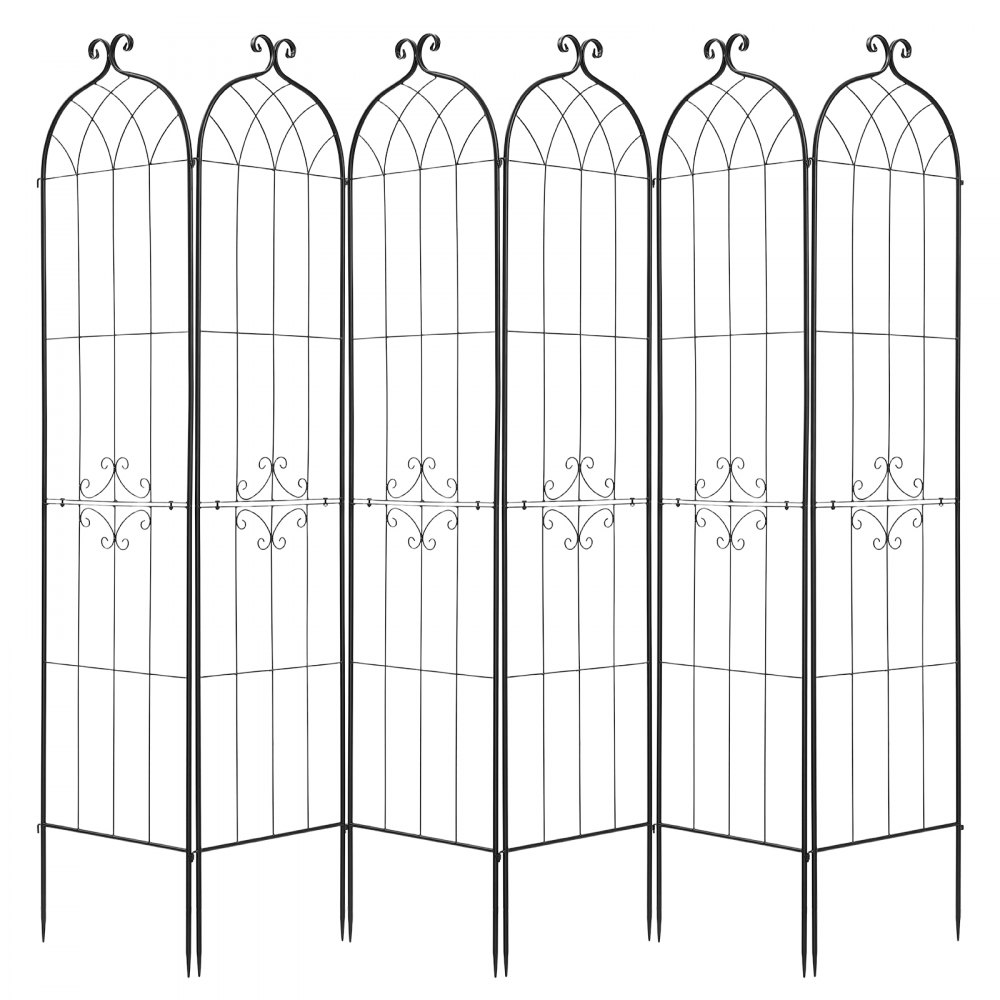 VEVOR Set 6 pz Traliccio da Giardinaggio 220x52,5 cm, Graticcio in Metallo per Prati e Aiuole con Finitura Verniciata a Polvere e Funzione ad Incastro, per Sostegno di Fiori Ortaggi Piante Rampicanti