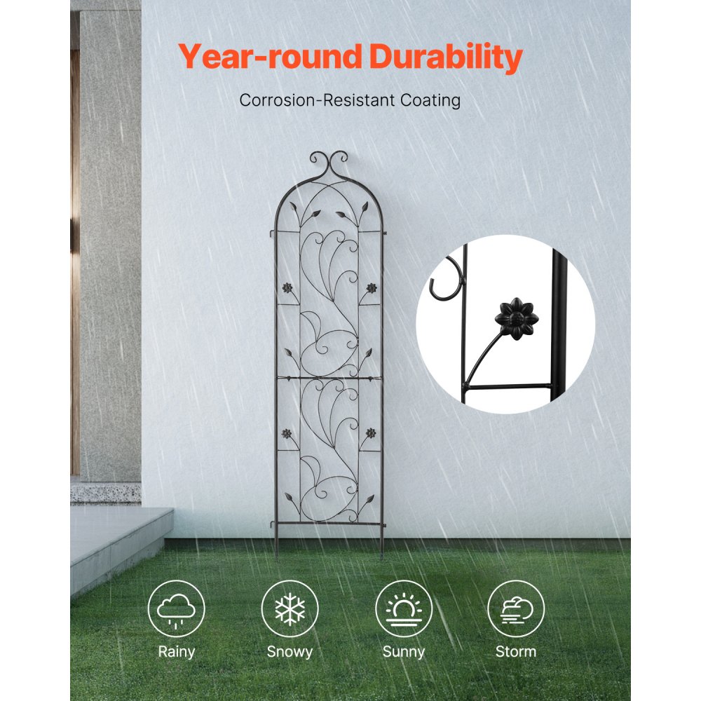 VEVOR Climbing Aid, 38x152 cm, Trellis, Rustproof Metal Espalier for Garden Flowers, Climbing Rose Espalier, Cucumber Support, Climbing Aid, Decorative Tall Clematis Espalier for Courtyards & Lawns