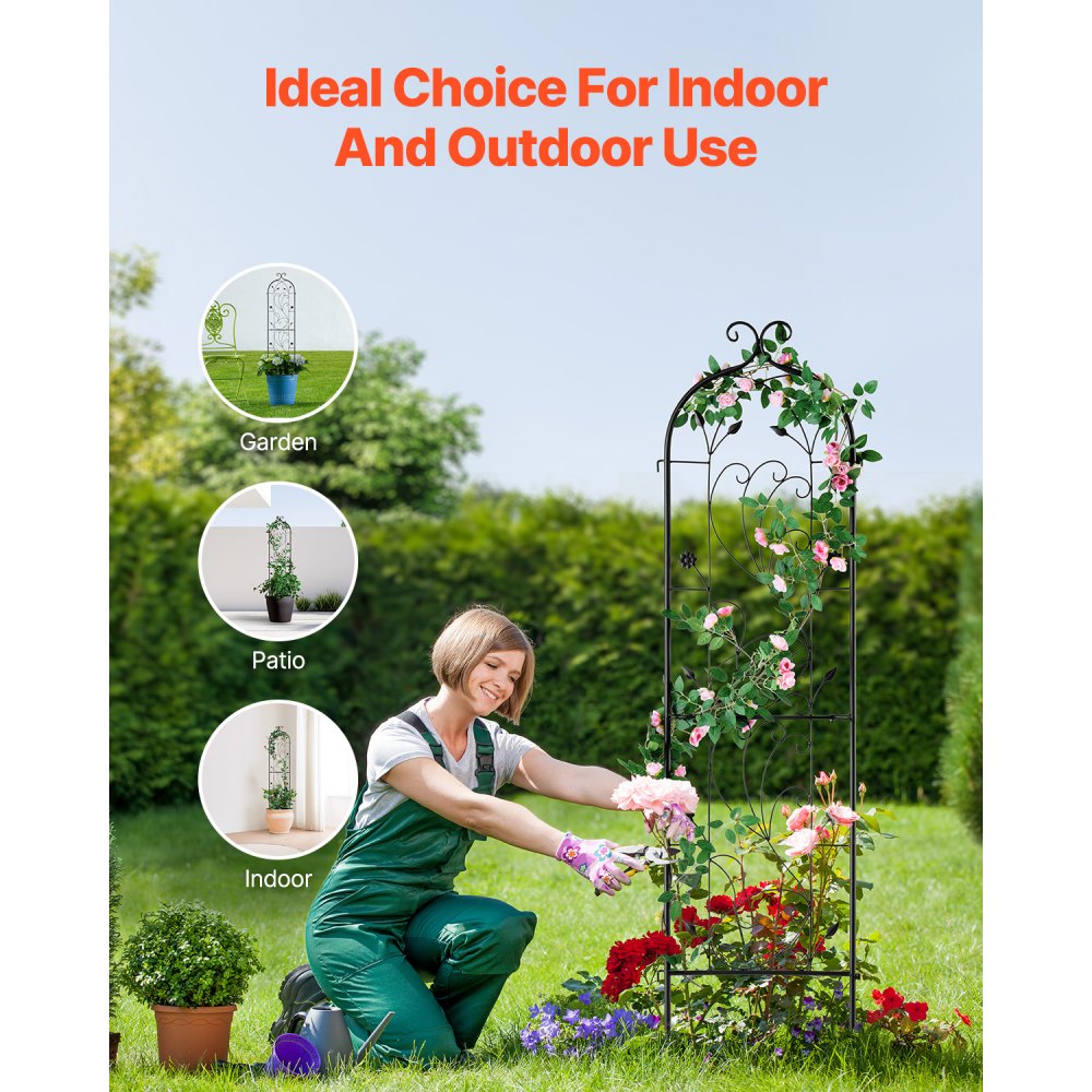 VEVOR Climbing Aid, 38x152 cm, Trellis, Rustproof Metal Espalier for Garden Flowers, Climbing Rose Espalier, Cucumber Support, Climbing Aid, Decorative Tall Clematis Espalier for Courtyards & Lawns