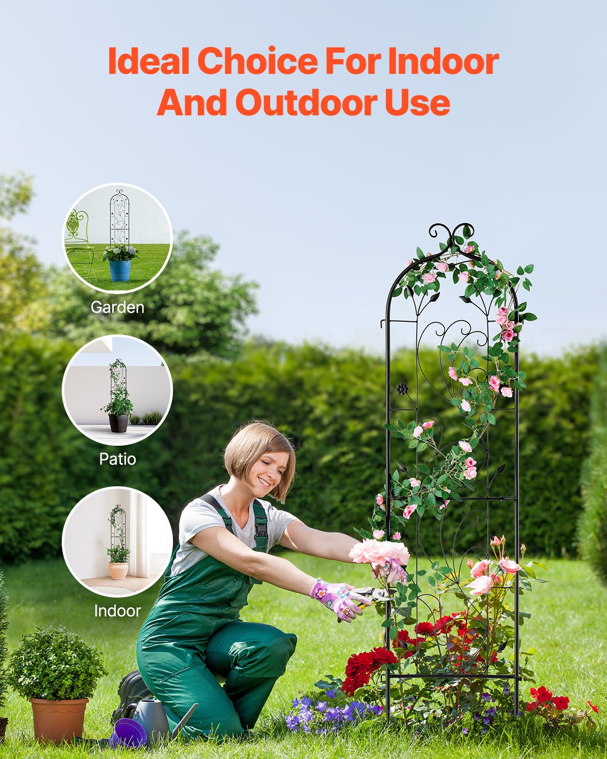 VEVOR Climbing Aid, 38x152 cm, Trellis, Rustproof Metal Espalier for Garden Flowers, Climbing Rose Espalier, Cucumber Support, Climbing Aid, Decorative Tall Clematis Espalier for Courtyards & Lawns